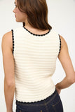 Contrast Trim Crochet Sweater Tank Ivory