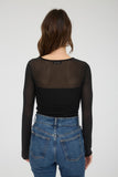 Ruched Waist Square Neck L/S Top