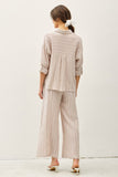 Striped Crop Cotton Gauze Button Up Top Amber