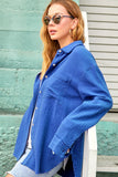 Soft Crinkled Gauze Button Down Shirt Blue