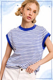 Striped Cap Sleeve Tee Royal