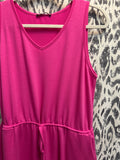 Drawstring Waist Slvless Dress w/ Pockets Fuchsia
