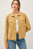 Soft Washed Button Up Jacket Camel