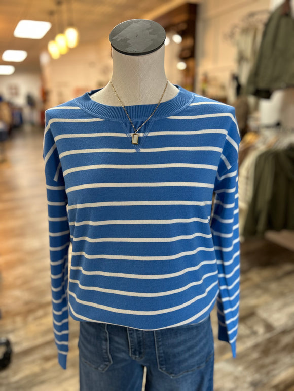 Stripe Crew Neck Pullover Indigo