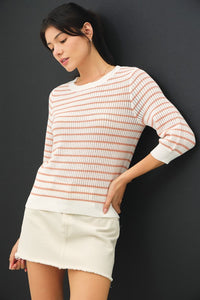 3/4 Sleeve Stripe Sweater