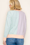 Colorblock Stripe Sweatshirt Lav/Org