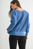 Chunky Waffle Boat Neck Sweater Blue