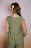 Textured Side Tie Crop Top Olive