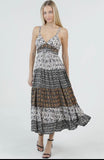 Print Double Strap Tiered Maxi