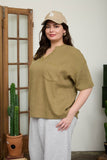 Plus Ribbed Split Neck S/S