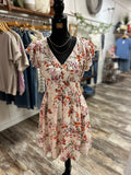 Vneck Smocked Floral Dress