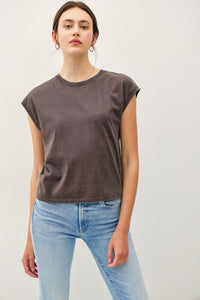 Cropped Acid Wash S/S Tee Charcoal