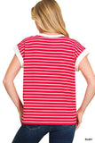 Contrast Trim Cap Slv Ruby