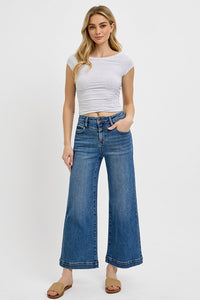 Megan HR Crop Wide Leg Yoke Jeans