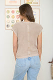 Acid Wash Button Detail Sweater Khaki