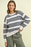 Striped L/S Sweater Cream/Blk