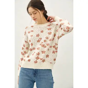 Floral Double Knit Sweater