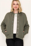 Snap Front Oversized Jacket Green