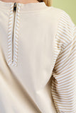 Puff Stripe Slv Sweatshirt Zipper B
