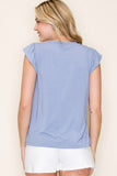 Ruffle S/S Knit Top Blue