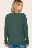 Vneck Center Seam Waffle Sweater Forest