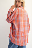 Mineral Washed Plaid shirt Coral