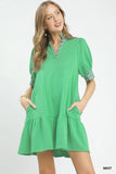 French Terry Knit Trim Detail Dress