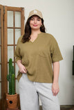 Plus Ribbed Split Neck S/S