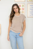 Acid Wash Button Detail Sweater Khaki