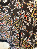 Band Detail Embroidered Print Top
