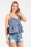 Flower Embroidery Tank Blue