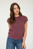Plus Washed Knit S/S Sweater Burgundy