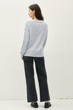 Drop Shoulder Loose Fit Rib Sweater Baby Blue