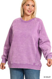 Plus Acid Wash Side Rib Sweatshirt Violet