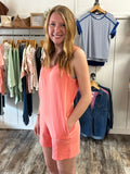 Mineral Washed Vneck Jumper Coral