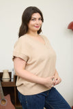 Plus Vneck S/S Knit Sweater Khaki