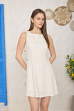 Side Bead Detail Linen Shift Dress