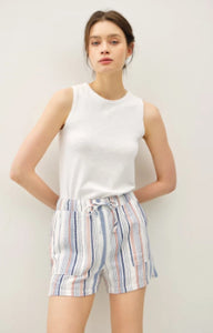 Stripe Gauze Shorts W/Pockets