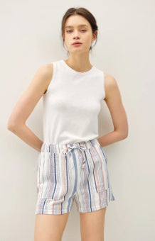 Stripe Gauze Shorts W/Pockets