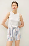 Stripe Gauze Shorts W/Pockets