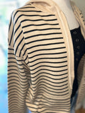 L/S Striped Sweater Zip Up Oatmeal