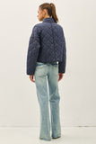 Cropped Quilted Jacket Charcoal Blue