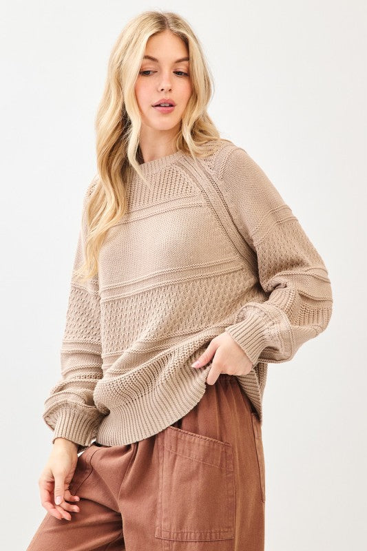 Chunky Pattern Sweater Taupe