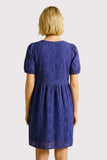 Tied Ribbon Puff Slv Woven Dress Navy