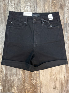 Sara HW Tummy Control Cuffed Shorts Blk