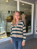 Lightweight Striped Polo Sweater Hunter Green