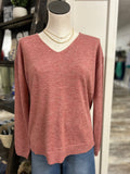 Vneck L/S Lightweight Marled Sweater