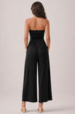 Tube Top Shirred Palazzo Romper Blk