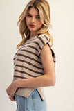 Striped Cap Sleeve Sweater