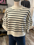 Stripe Raw Edge Sweater